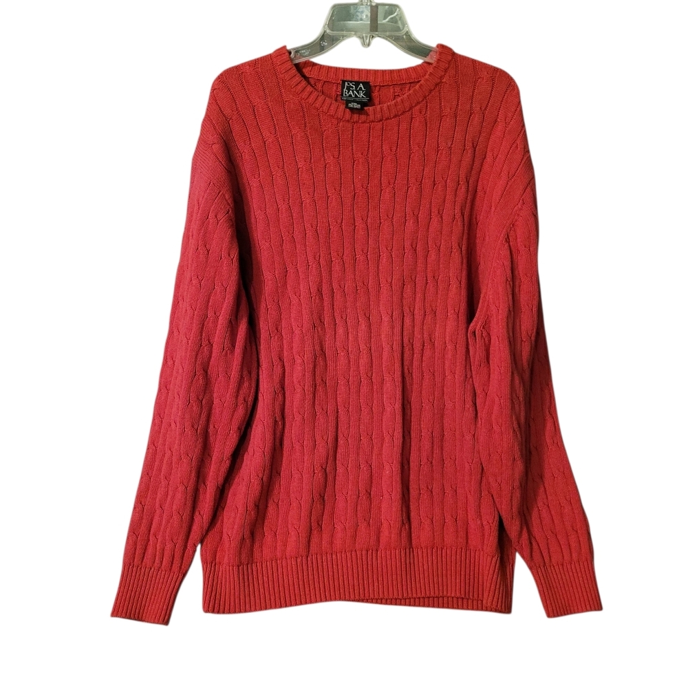 Jos. A. Bank mens red cable knit cotton sweater - XXL.          N58